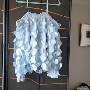 Light Blue Ruffled Cold Sholder